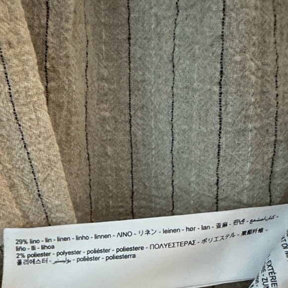 Massimo Dutti pinstripe wrap top linen cotton blouse natural fibers size small - Picture 17 of 17
